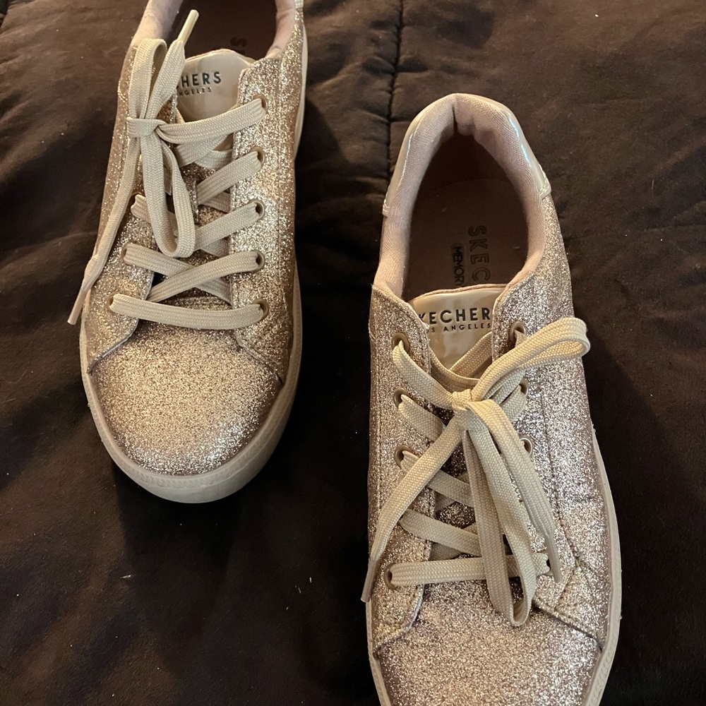 Skechers Shimmering Gold Lace-Up Sneakers